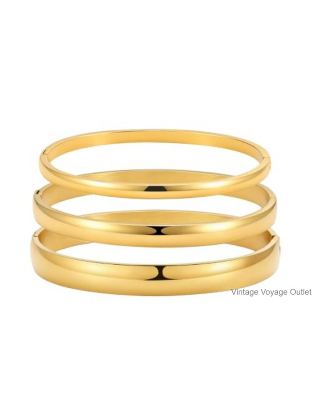 14k Gold Plated Stainless Steel Bangle Bracelets Set Dainty Stackable Jewelry